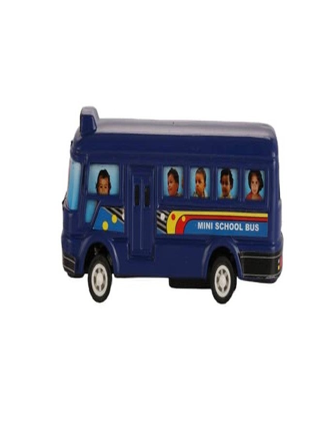 Shinsei Mini School Bus Maintenance Free Pullback Spring Action Race Toy Gift for Boys 3+ Years. Strong ABS Plastic, NO Sharp Edges, BIS Certified. Pack of 1, Color Blue - Image 2